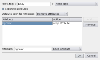 Edit options dialog